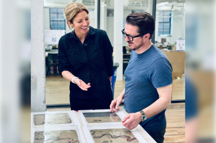 Radtke and Fugate work on “Continuous Recovery” in the Gray Design Building. Photo provided.