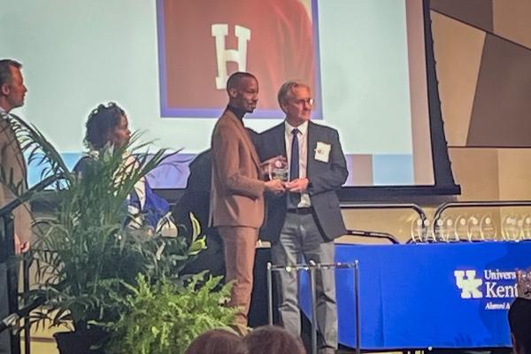 Montreale Jones receives the 2025 LTH Torch of Excellence Award presented by Dean Ned Crankshaw at the 2025 LTJ Luncheon on Oct. 17.