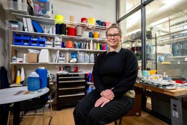 Jennifer Meakins moves beyond fabrication, using the digital knitting machine as a core driver of research. Photo provided by UK Research Communications.
