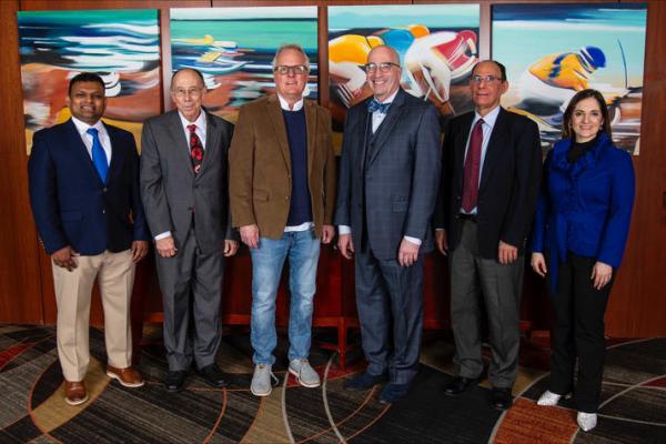 The 2026 Great Teacher Award winners. From left: Paul Priyesh, Robin Cooper, Mark Prendergast, Patrick Lee Lucas, Zach Agioutantis and ToniMarie Marchioni. Photo by Tim Webb.