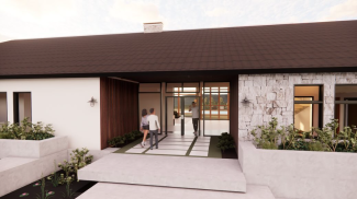 Front entry rendering of Kennedy Lindblom's studio project.