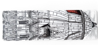 Sketch by Daniel Young of zoomed-in detail of the facade of Pisa’s Baptistry.