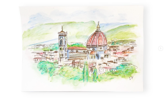 Sketch of Florence landmarks by Daniel Young.