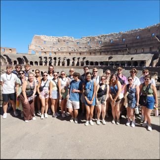 The group visiting the Colosseum in Rome.