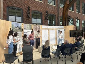 The Spring 2025 design build studio class ended with an evaluation, where field experts gave feedback on the final design and prototype. Photo by Meg Mills.