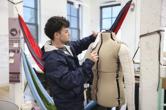 Product design student builds prototype using a mannequin