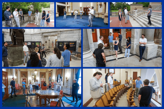 Collage of photos from the group's tour of the Kentucky Capitol